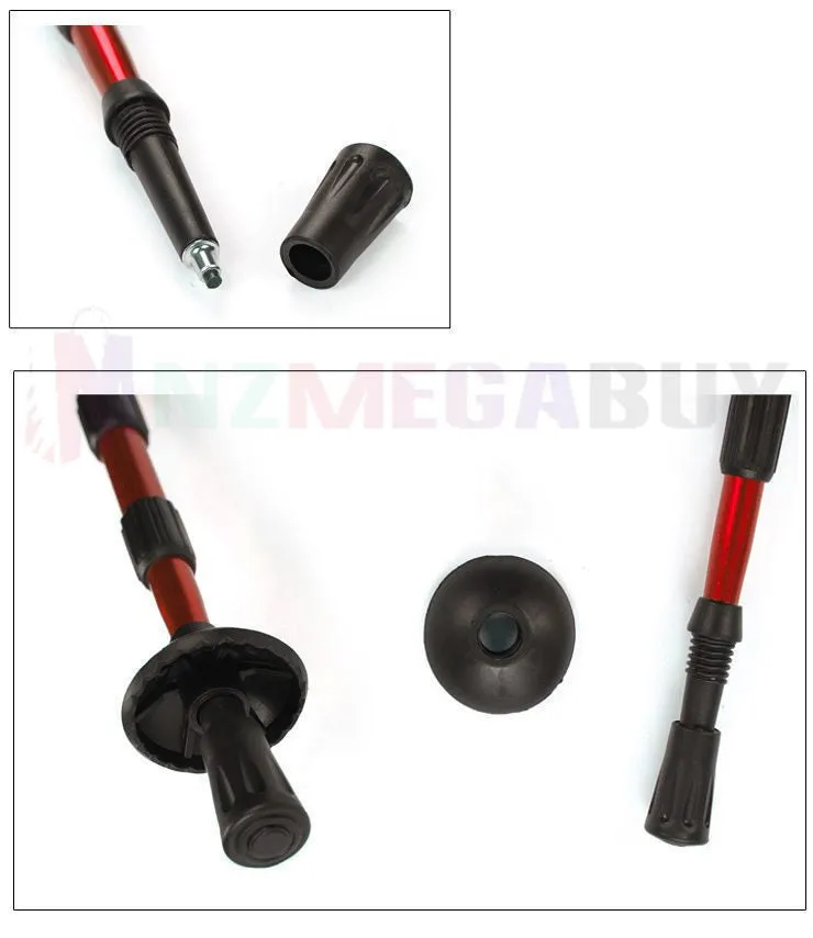 2 x Hiking Trekking Poles Walking Stick Anti Shock Adjustable Camping * Red