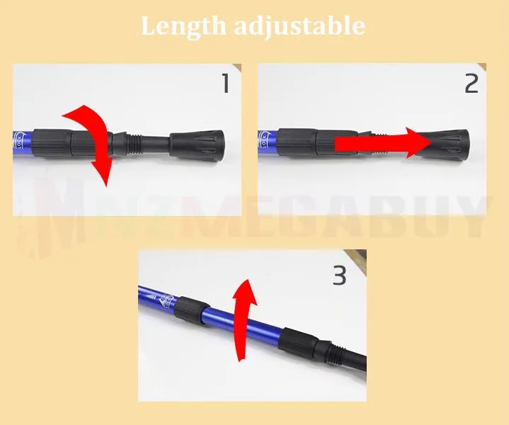 2 x Hiking Trekking Poles Walking Stick Anti Shock Adjustable Camping * Red