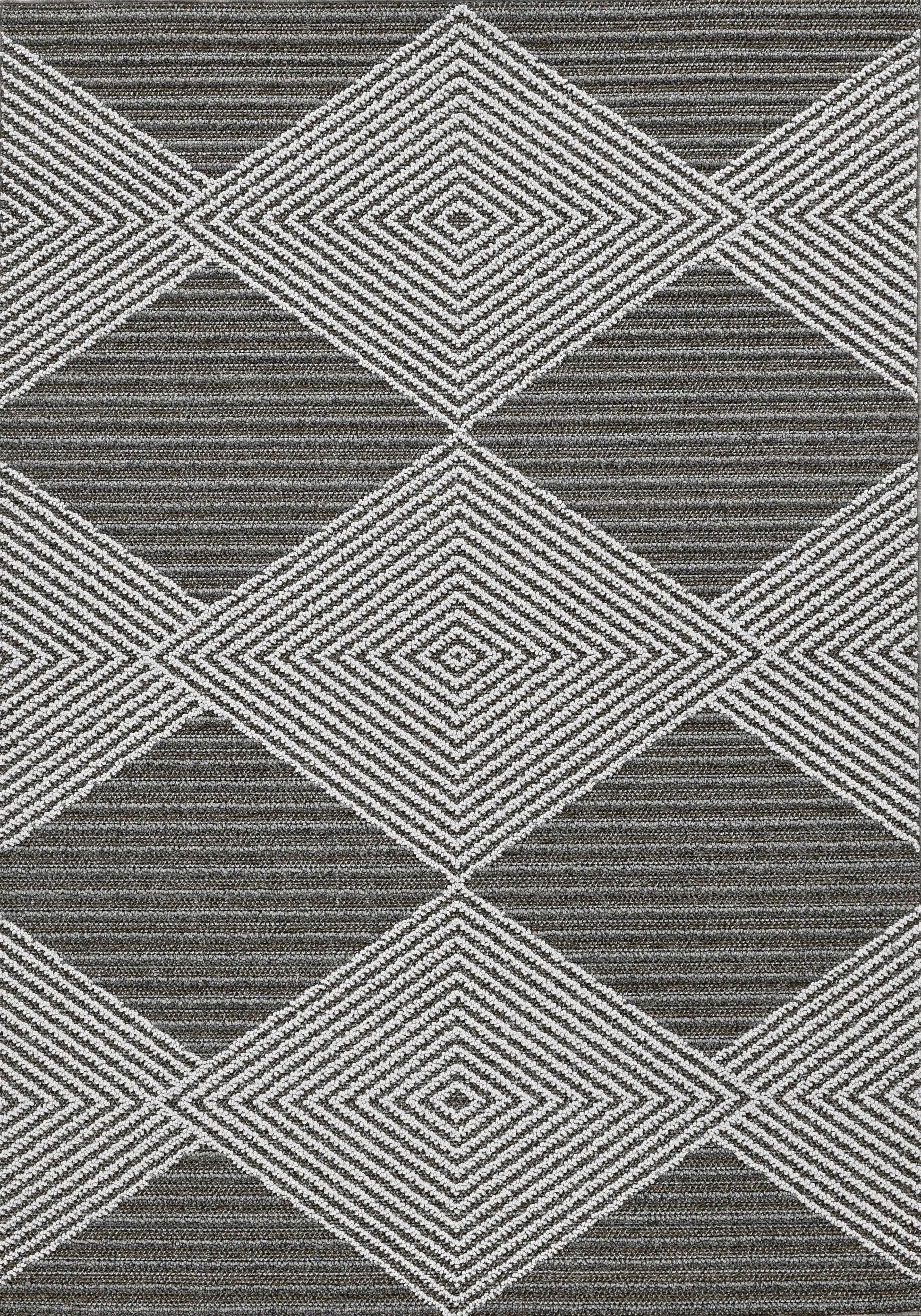4' x 6' Grey or Ivory Geometric Diamond Area Rug