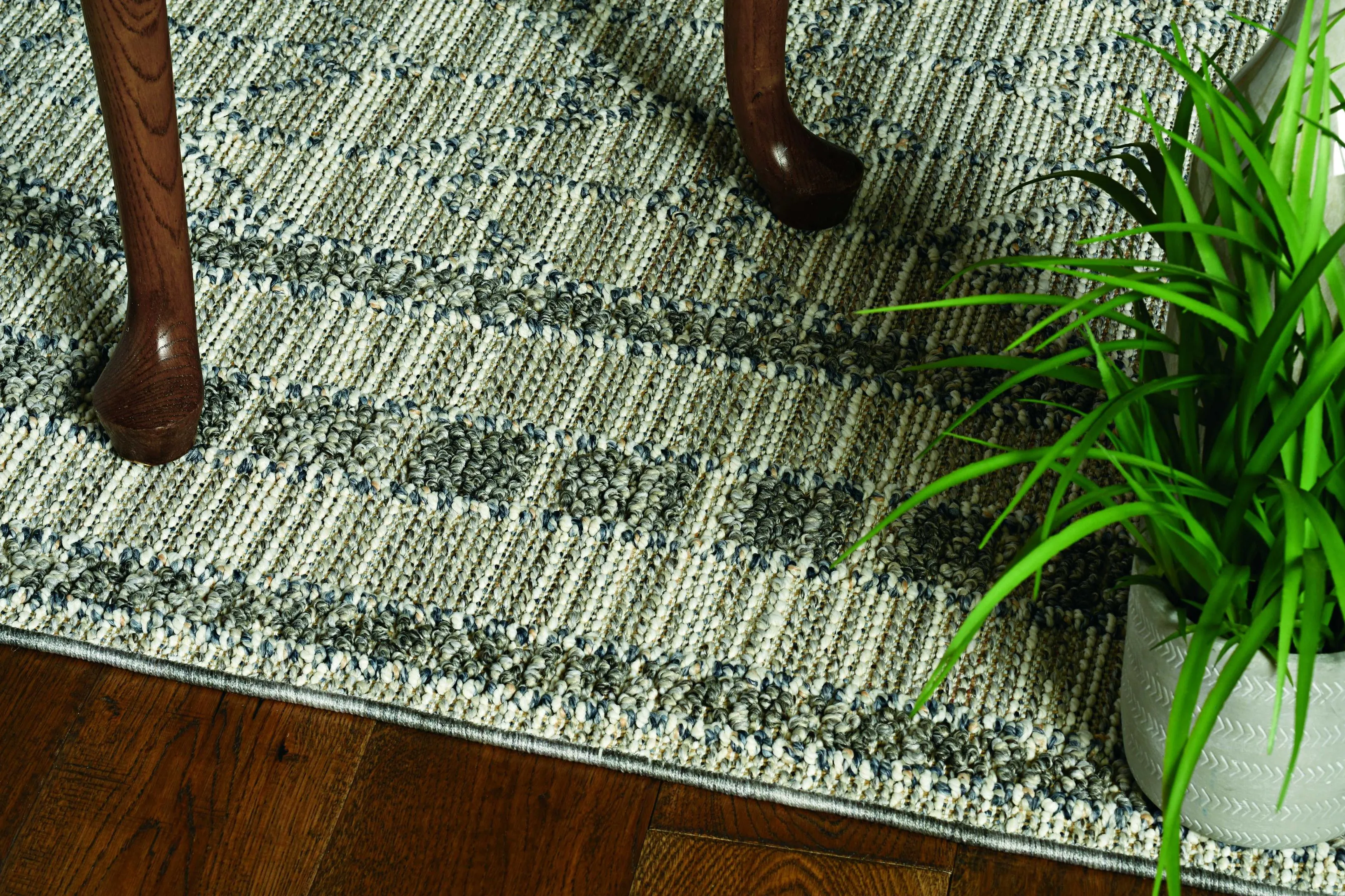 4'x6' Grey Machine Woven UV Treated Bordered Chevron Indoor Outdoor Area Rug