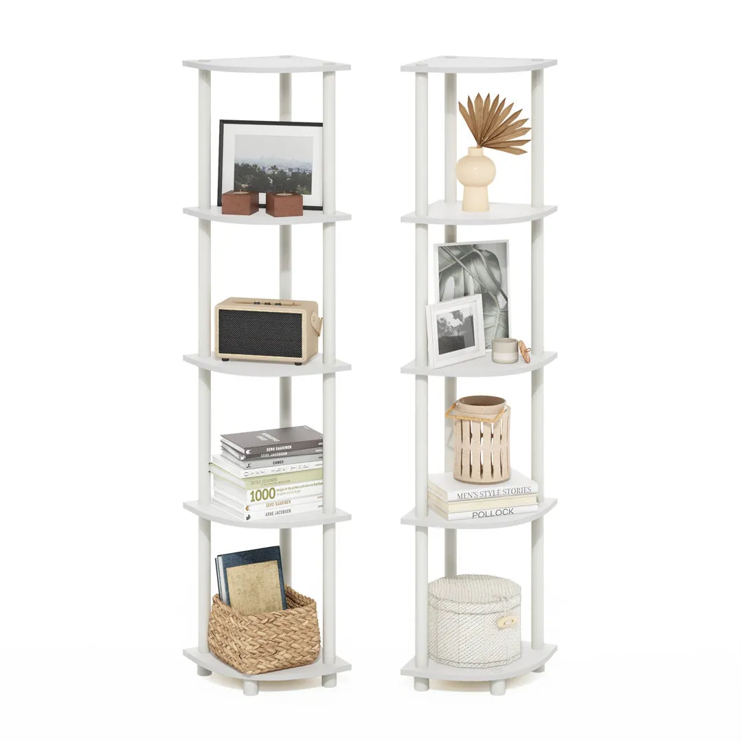 57.7" H x 11.6" W Plastic Corner Bookcase (Set of 2) Symple Stuff Color: White
