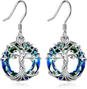 925 Sterling Silver Tree of Life Drop Earrings