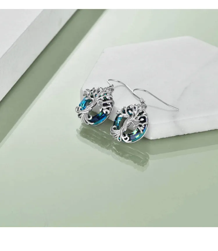 925 Sterling Silver Tree of Life Drop Earrings