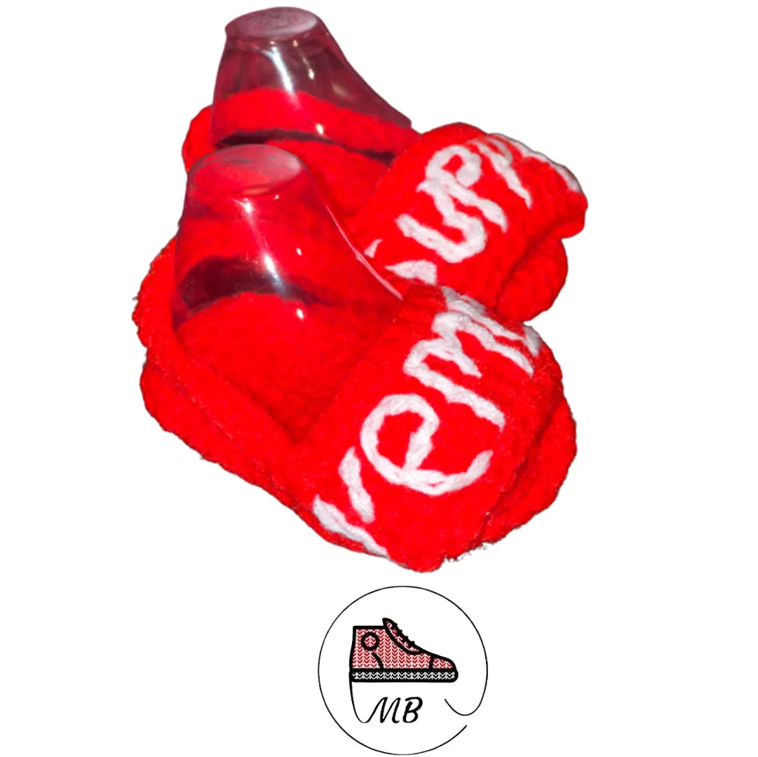 Baby Crochet S-Slides  Mumybuddy Red Slide Sandal (0-12 Month's)
