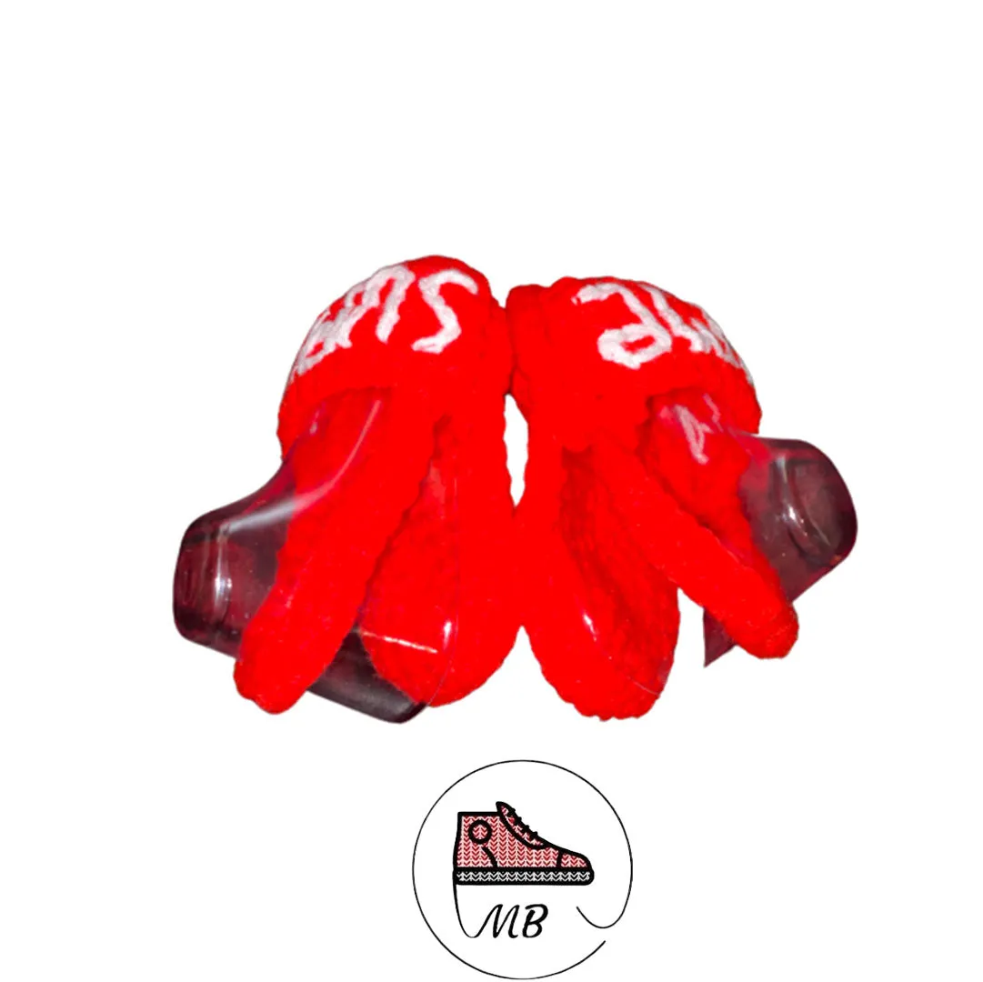 Baby Crochet S-Slides  Mumybuddy Red Slide Sandal (0-12 Month's)