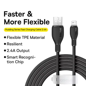 Baseus Pudding Series Fast Charging Cable USB to iP 2.4A 1.2m - Starry Black