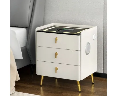 Bedside Table Wireless Charging - ALMA White