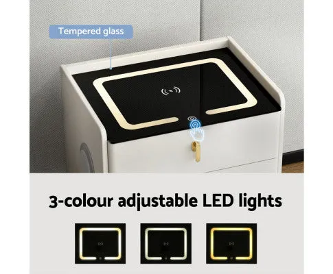 Bedside Table Wireless Charging - ALMA White
