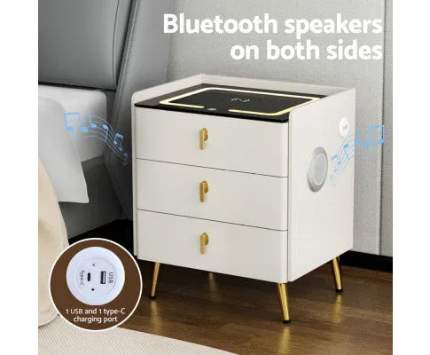 Bedside Table Wireless Charging - ALMA White