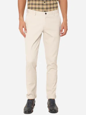 Beige Solid Uno Fit Casual Trouser | JadeBlue