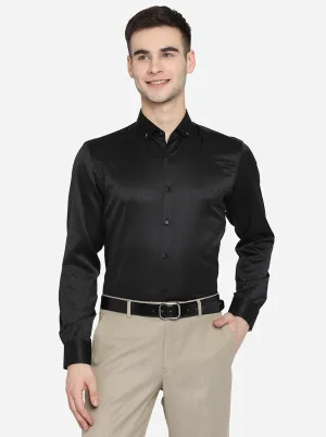 Black Printed Slim Fit Party Wear Shirt | JB Studio