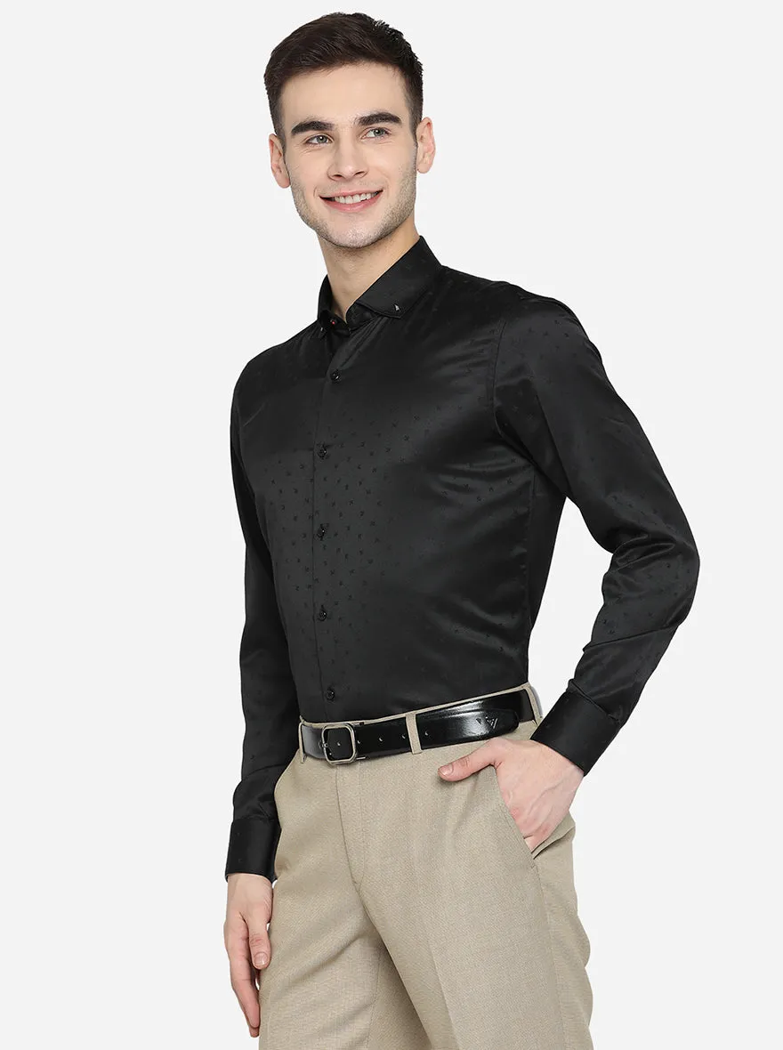 Black Printed Slim Fit Party Wear Shirt | JB Studio