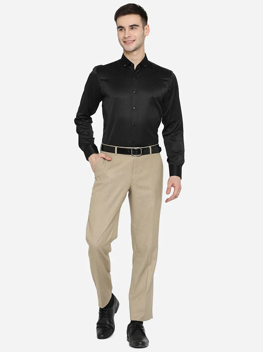 Black Printed Slim Fit Party Wear Shirt | JB Studio