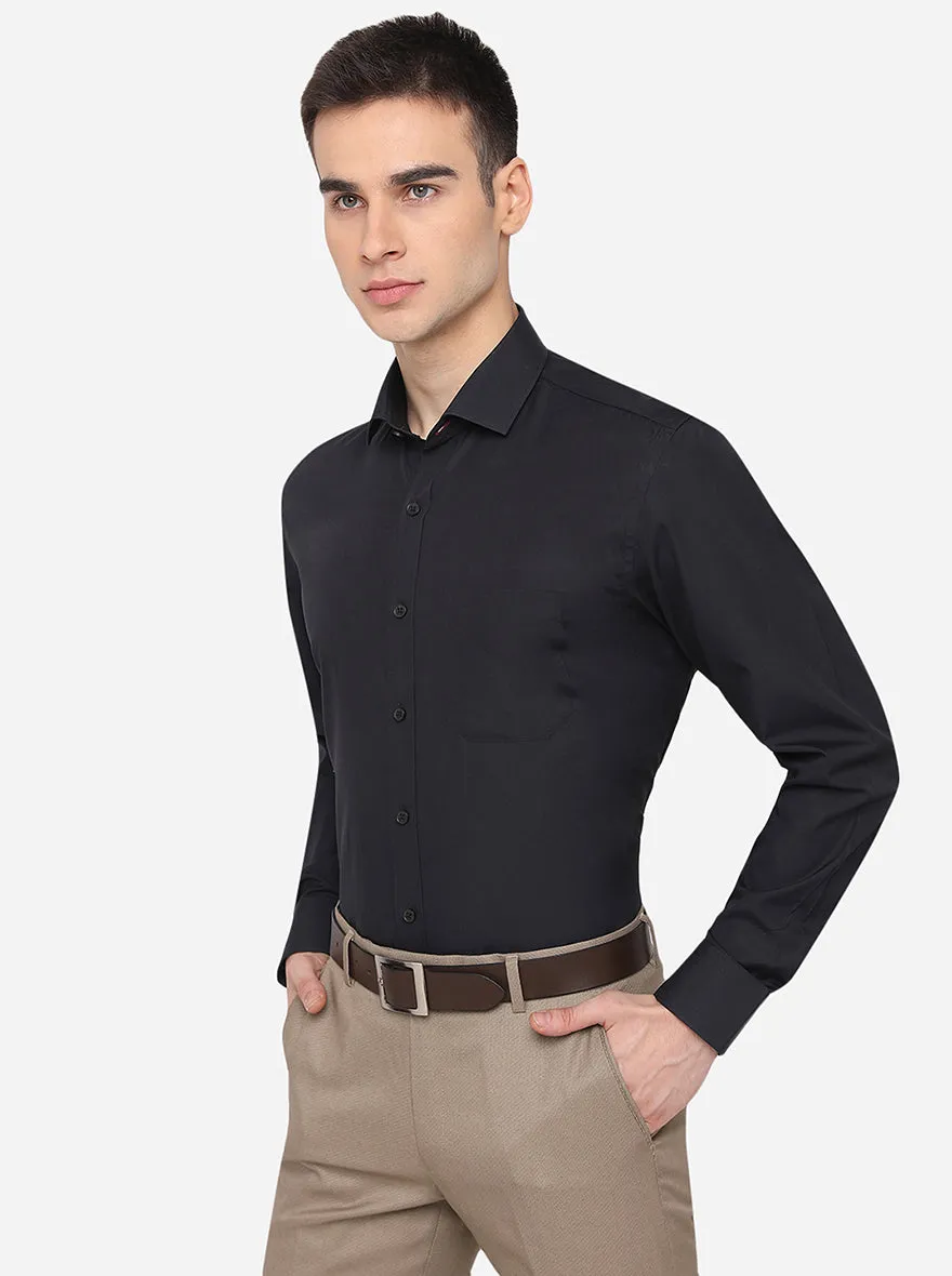 Black Solid Regular Fit Formal Shirt | JadeBlue