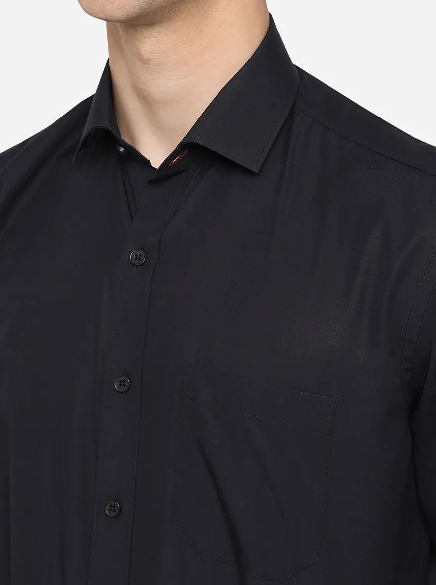 Black Solid Regular Fit Formal Shirt | JadeBlue