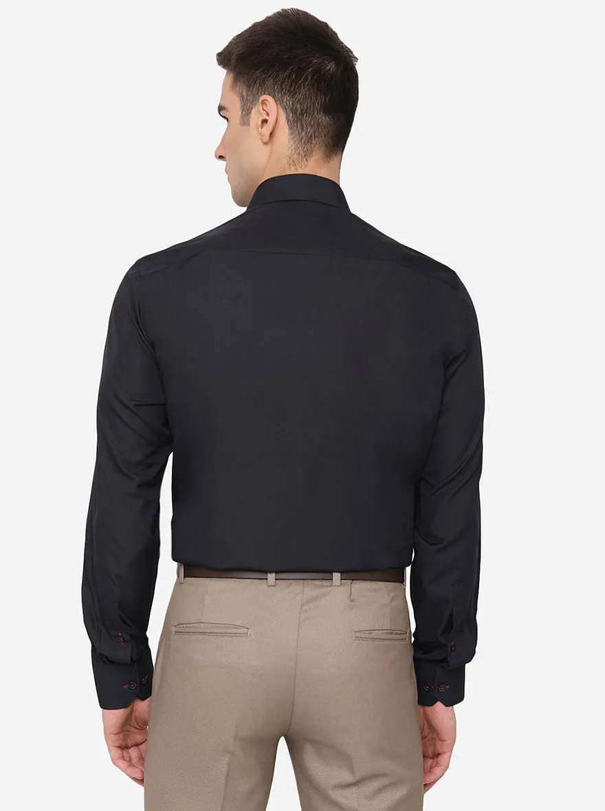 Black Solid Regular Fit Formal Shirt | JadeBlue