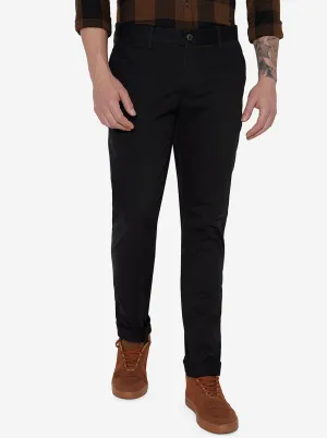 Black Solid Uno Fit Casual Trouser | JadeBlue