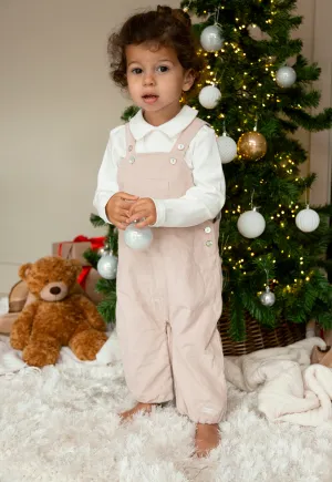 Boys Beige Needlecord Long Dungaree