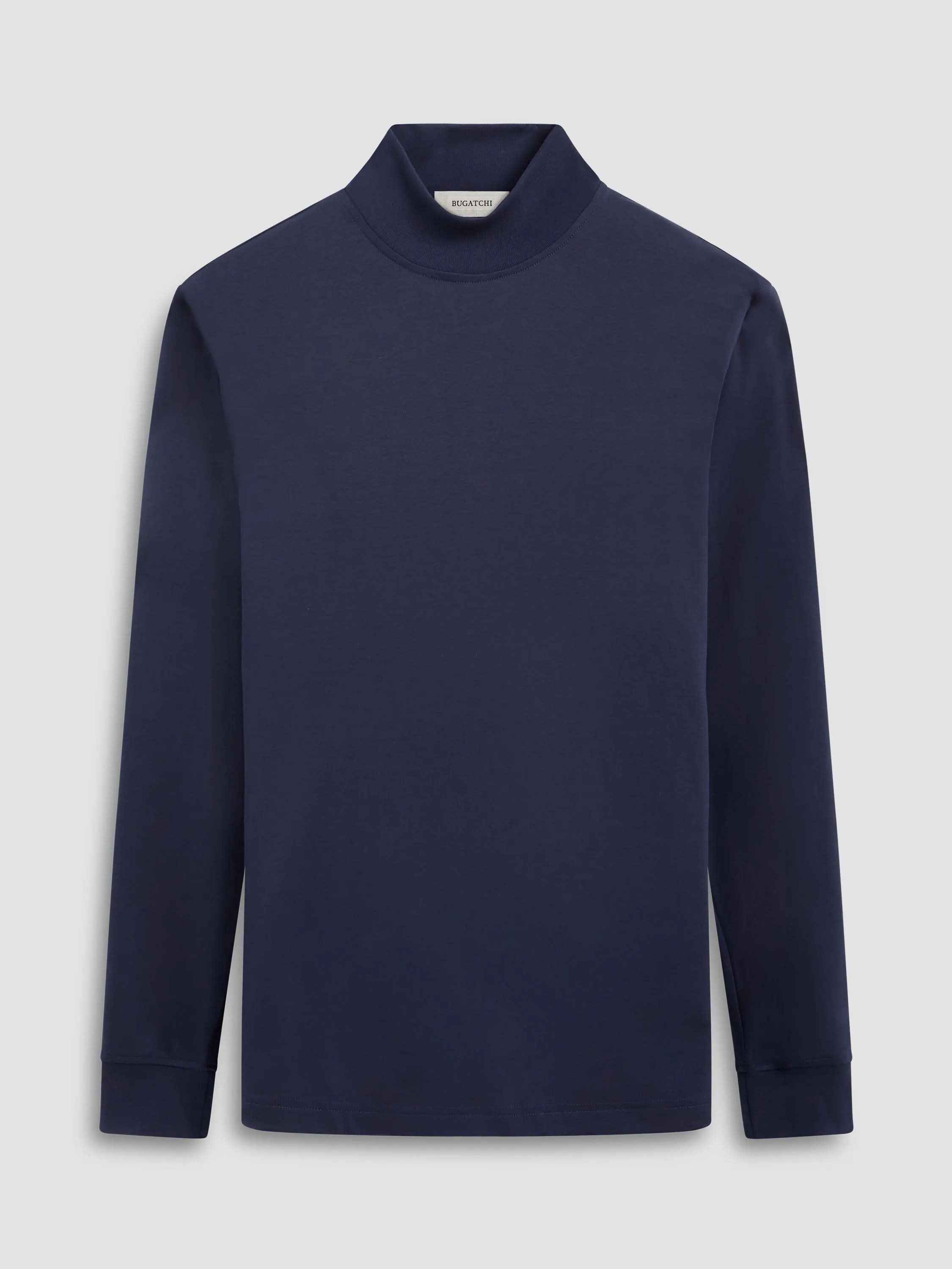 Bugatchi Long Sleeve Mock Neck Shirt - Navy