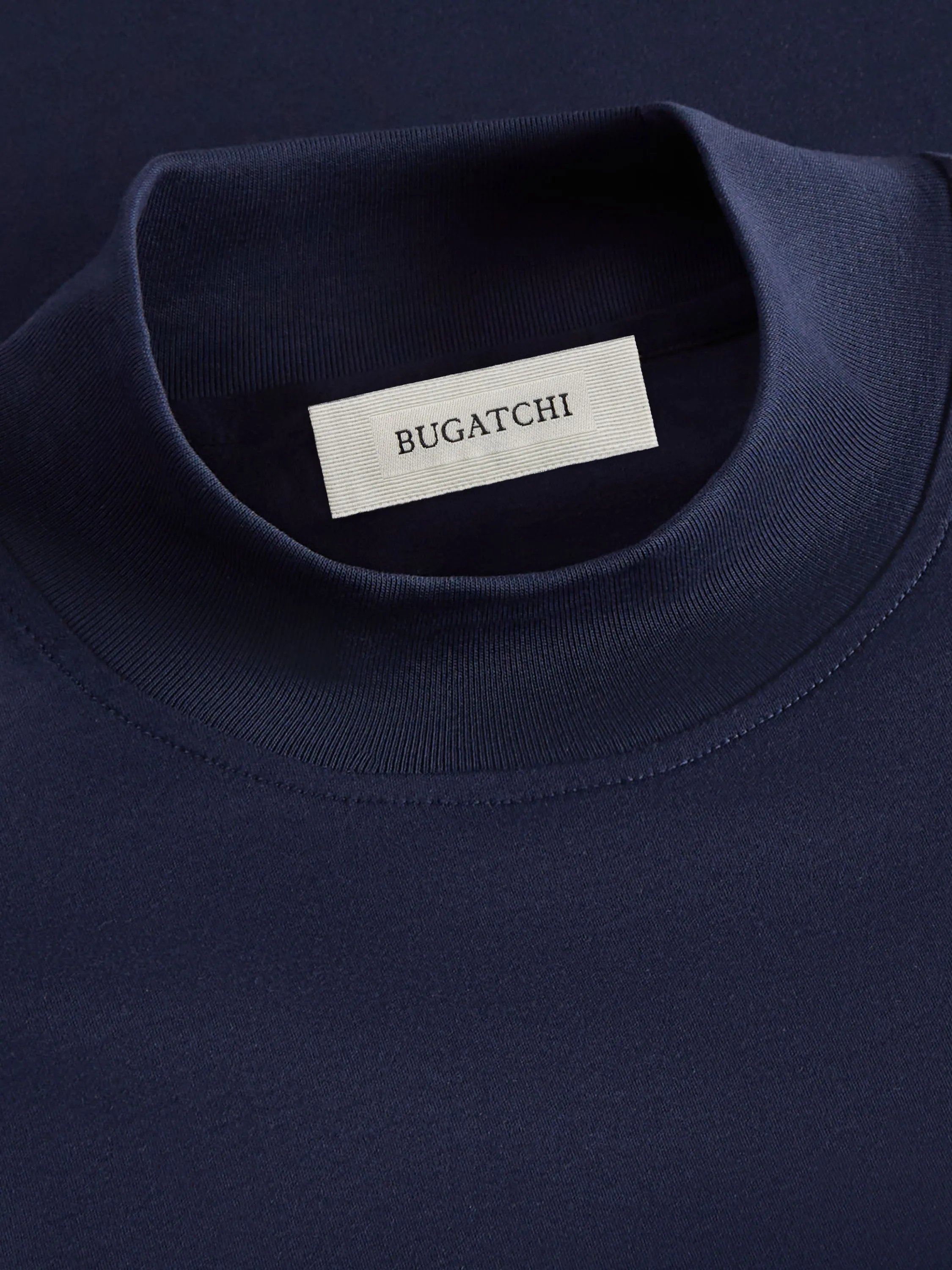 Bugatchi Long Sleeve Mock Neck Shirt - Navy