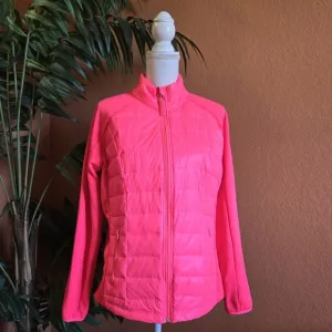 Calvin Klein Performance CK Quick Dry Jacket Neon Barbie Pink Down Large Zipper