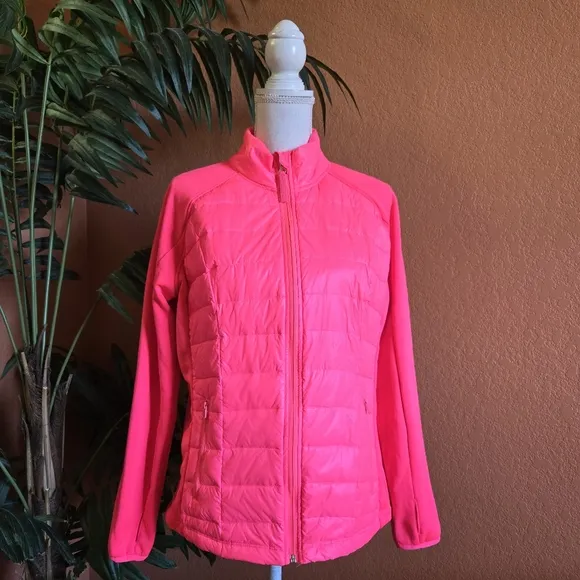 Calvin Klein Performance CK Quick Dry Jacket Neon Barbie Pink Down Large Zipper