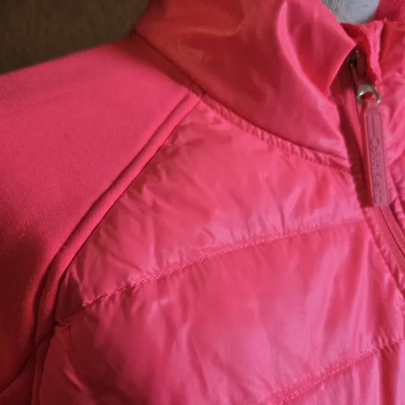 Calvin Klein Performance CK Quick Dry Jacket Neon Barbie Pink Down Large Zipper