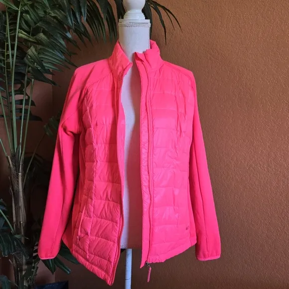 Calvin Klein Performance CK Quick Dry Jacket Neon Barbie Pink Down Large Zipper