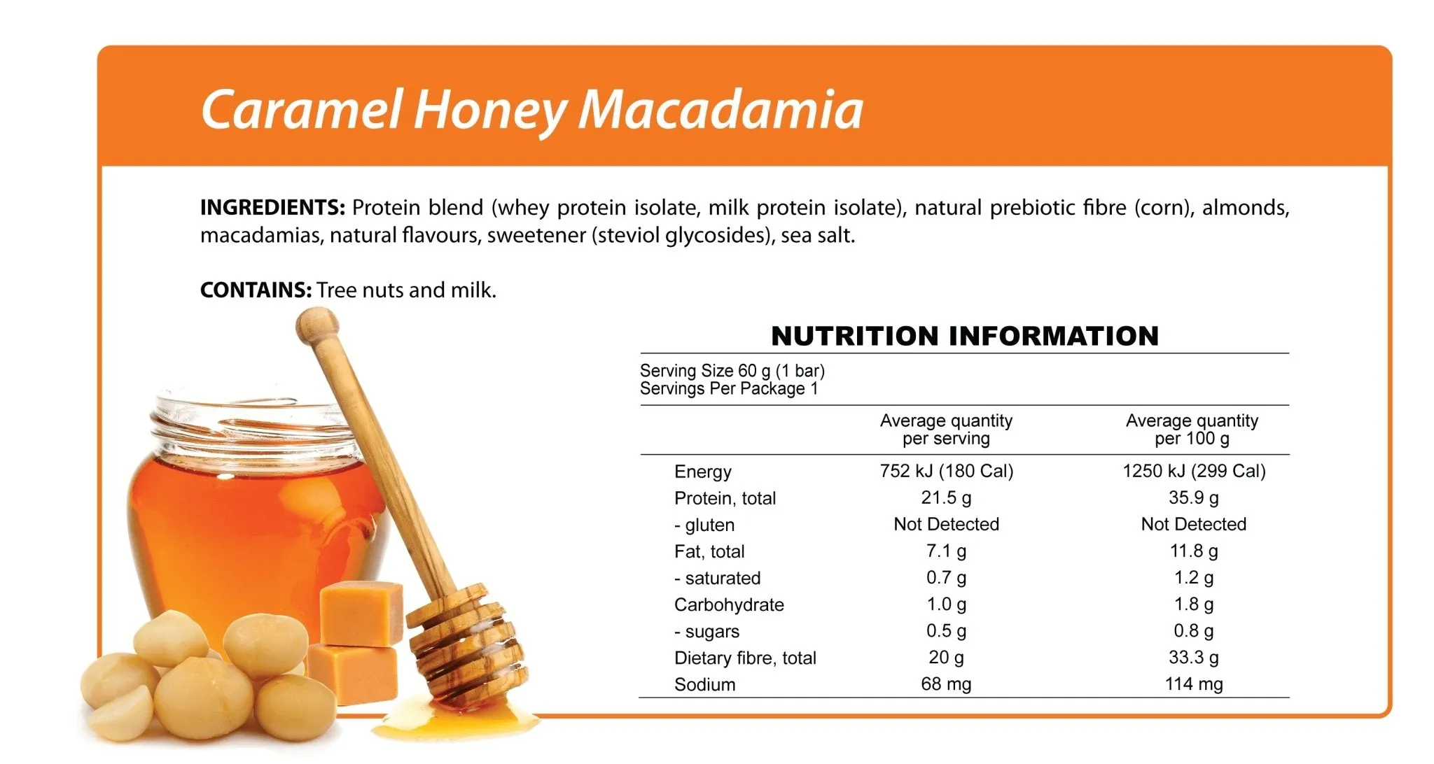 Caramel Honey Macadamia Smart Protein Bar