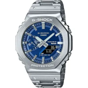 CASIO G-SHOCK BLUETOOTH FULL METAL SOLAR SILVER & BLUE MEN WATCH GM-B2100AD-2AJF
