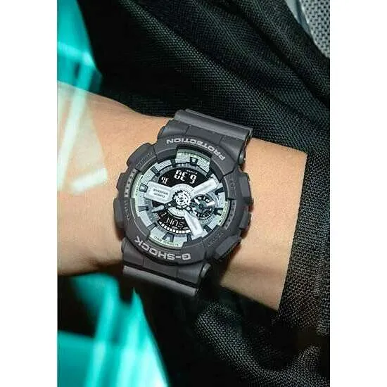 CASIO G-SHOCK HIDDEN GLOW SERIES DAY-DATE ANALOG DIGITAL DIAL GREY MEN WATCH GA-110HD-8AJF