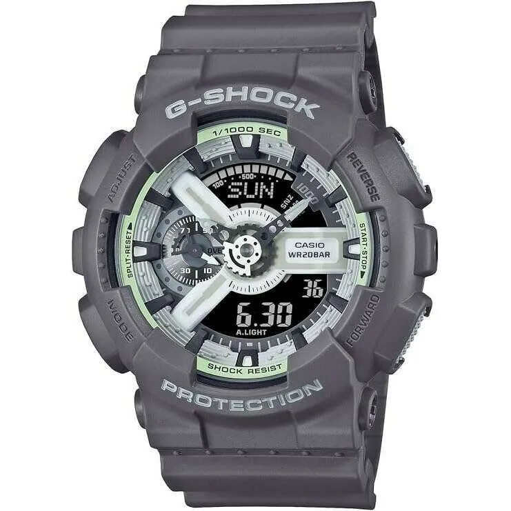 CASIO G-SHOCK HIDDEN GLOW SERIES DAY-DATE ANALOG DIGITAL DIAL GREY MEN WATCH GA-110HD-8AJF