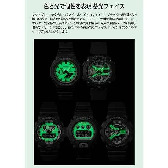 CASIO G-SHOCK HIDDEN GLOW SERIES DAY-DATE ANALOG DIGITAL DIAL GREY MEN WATCH GA-110HD-8AJF