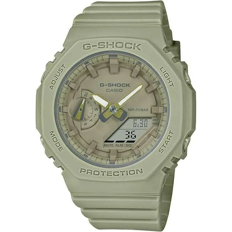 CASIO G-SHOCK MID-SIZE MODEL ANALOG DIGITAL DIAL KHAKI GREEN LADIES WATCH GMA-S2100BA-3AJF