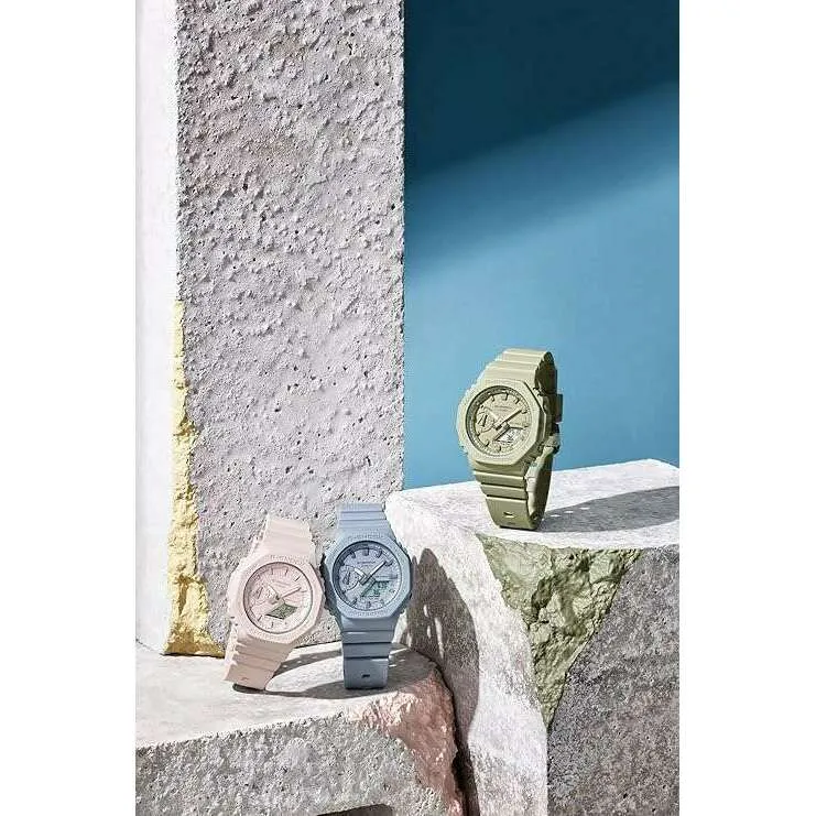 CASIO G-SHOCK MID-SIZE MODEL ANALOG DIGITAL DIAL KHAKI GREEN LADIES WATCH GMA-S2100BA-3AJF