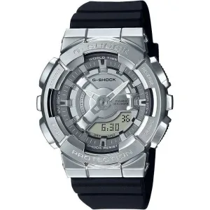 CASIO G-SHOCK MID-SIZE MODEL METAL COVERED SILVER & BLACK LADIES WATCH GM-S110-1AJF