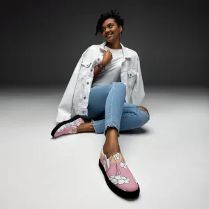 Chic Pink Florals Womens Slip on Canvas Shoes