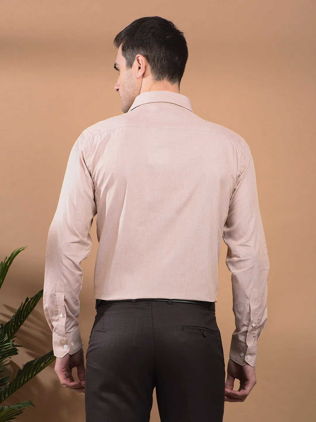 COBB SOLID BEIGE SMART-FIT FORMAL SHIRT