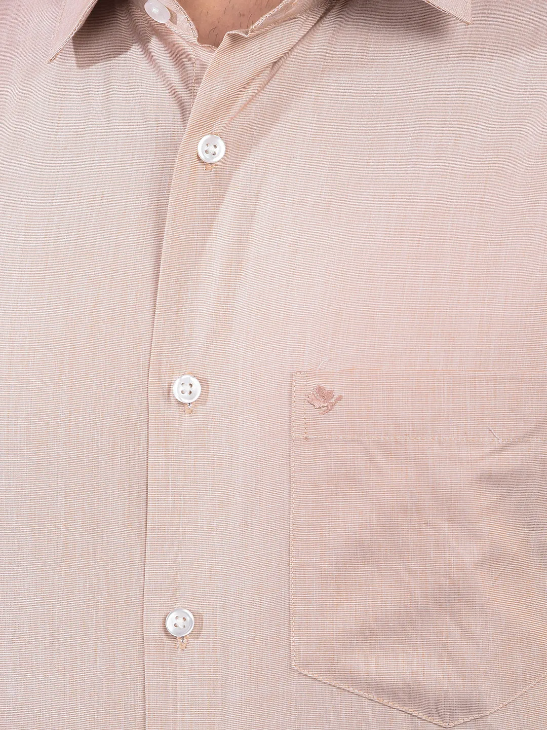 COBB SOLID BEIGE SMART-FIT FORMAL SHIRT