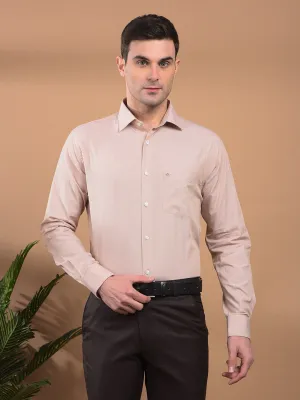 COBB SOLID BEIGE SMART-FIT FORMAL SHIRT