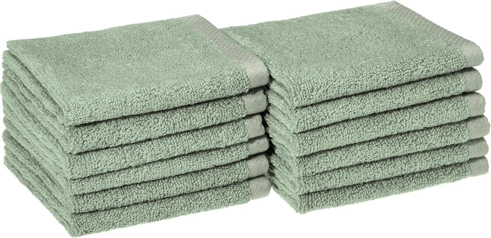 Cotton Washcloths, Quick-Dry, 12" X 12", 12-Pack, White