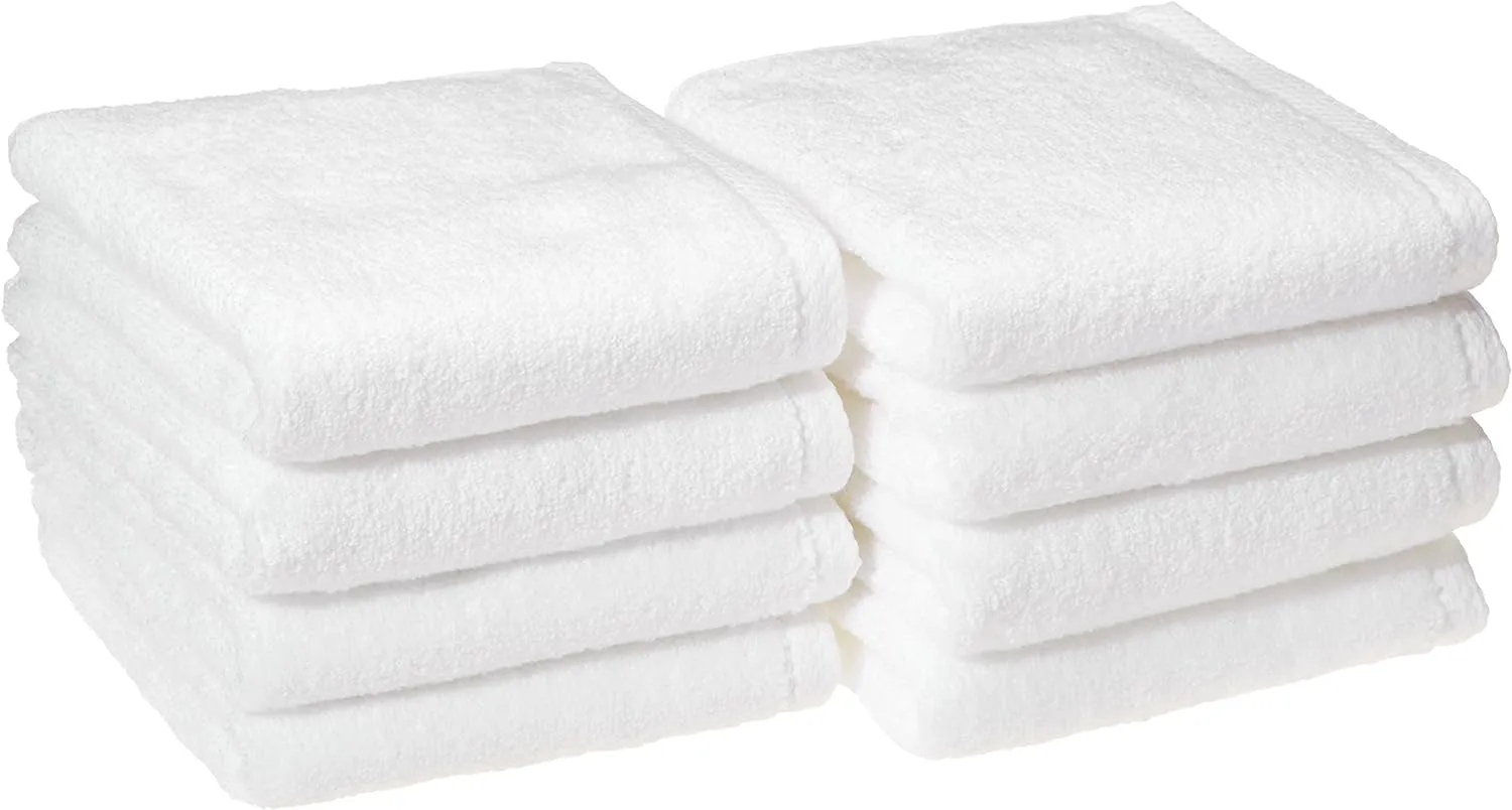 Cotton Washcloths, Quick-Dry, 12" X 12", 12-Pack, White