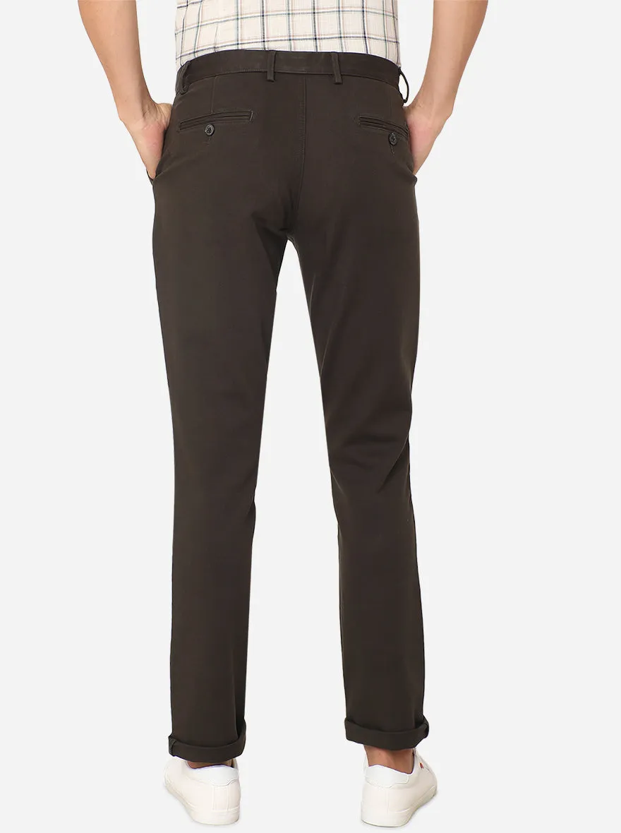 Dark Olive Solid Uno Fit Casual Trouser | JadeBlue