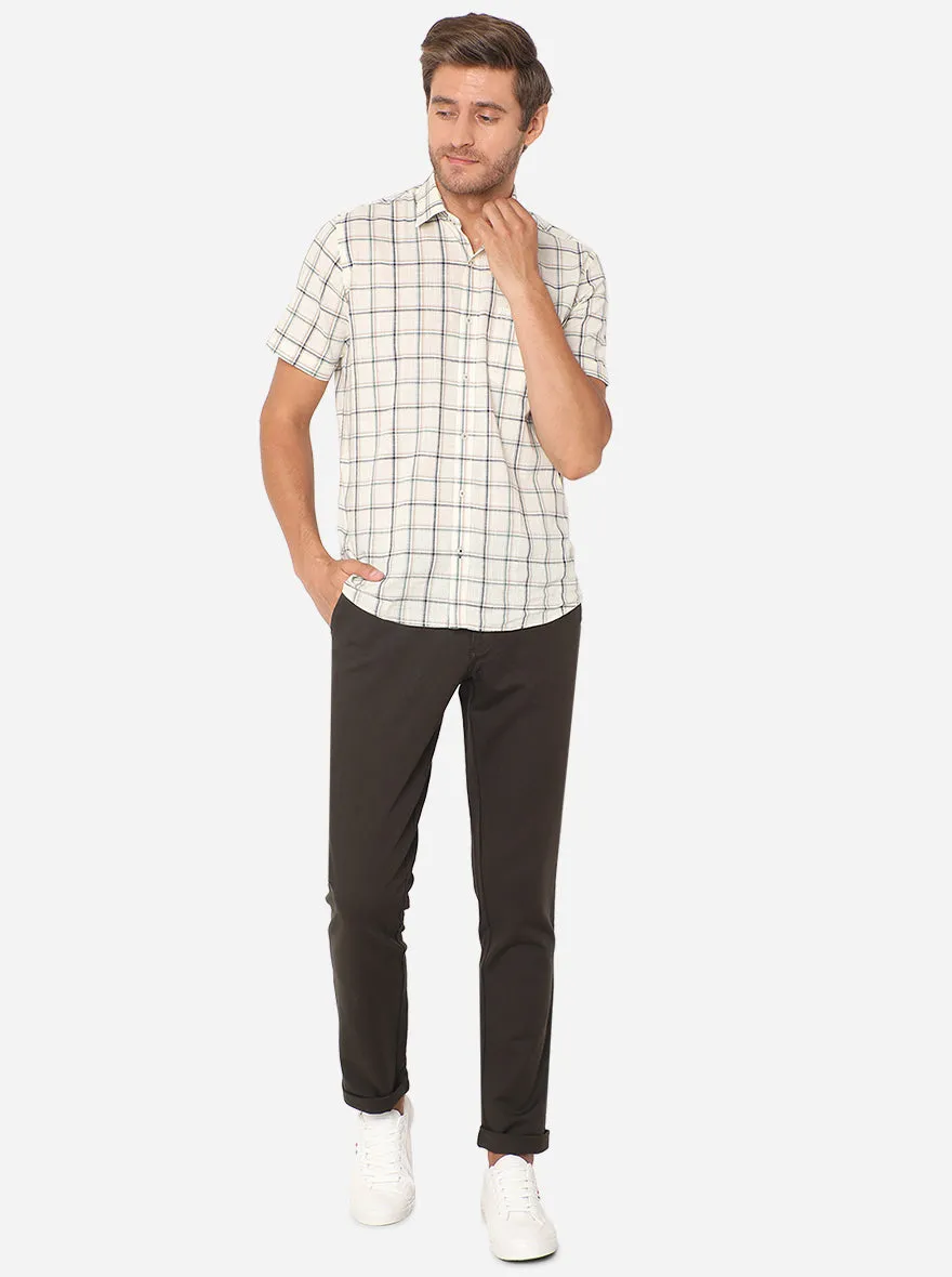 Dark Olive Solid Uno Fit Casual Trouser | JadeBlue