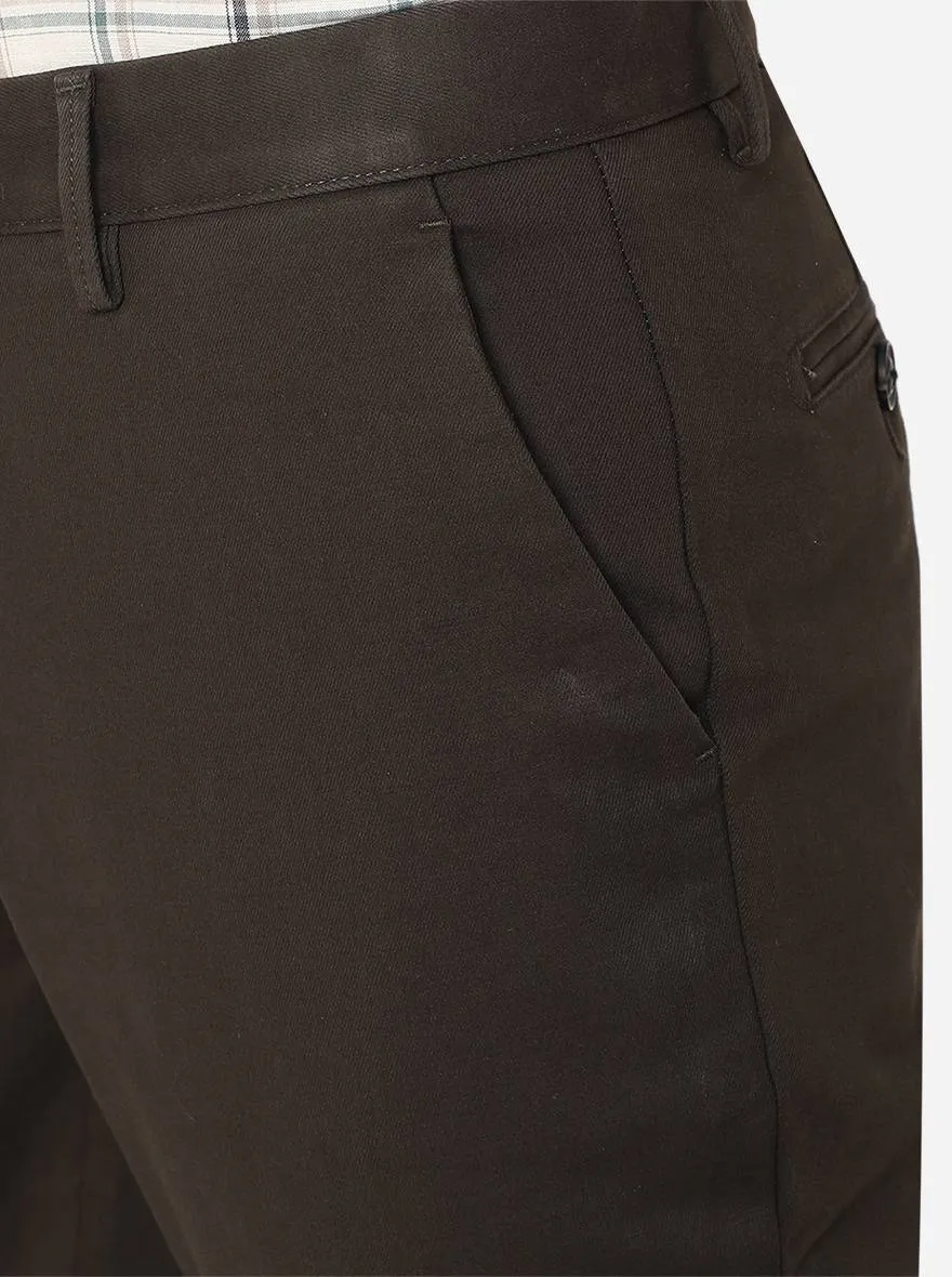 Dark Olive Solid Uno Fit Casual Trouser | JadeBlue