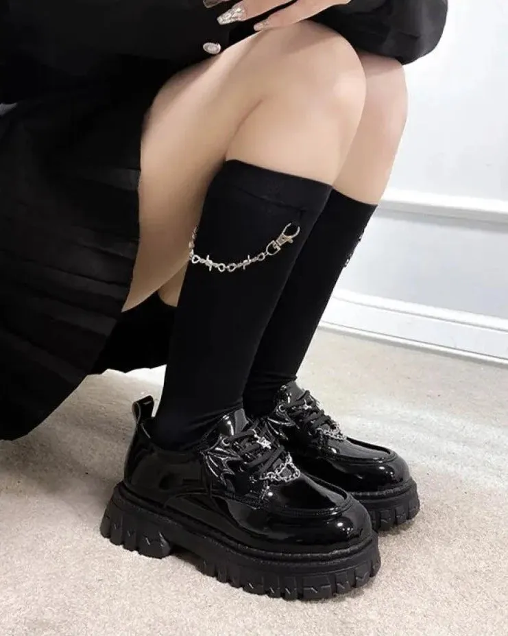 Goth Bat Wings Black Shoes