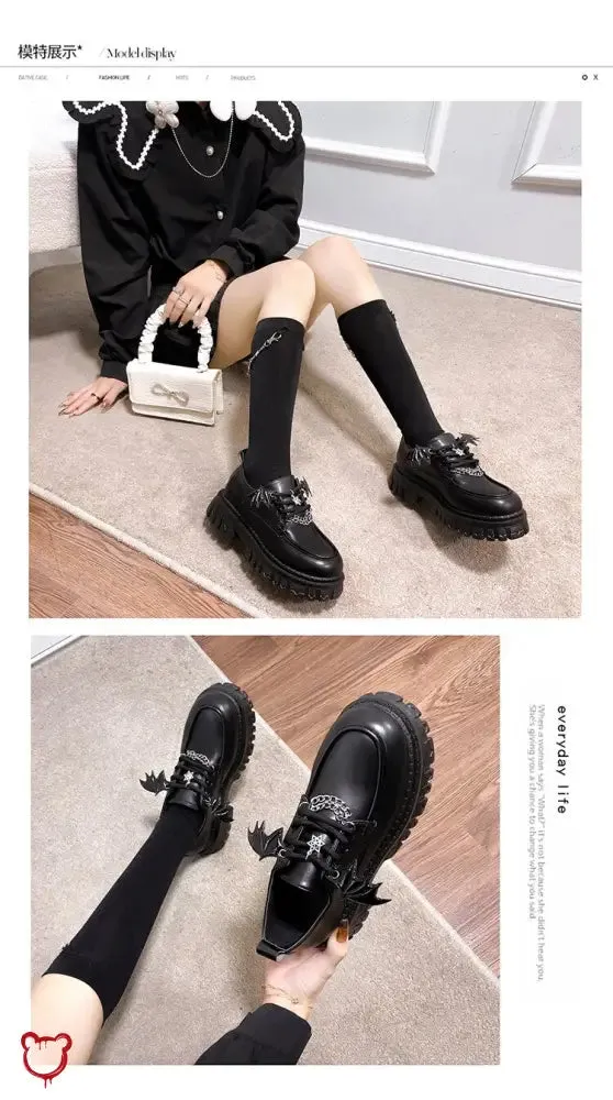 Goth Bat Wings Black Shoes