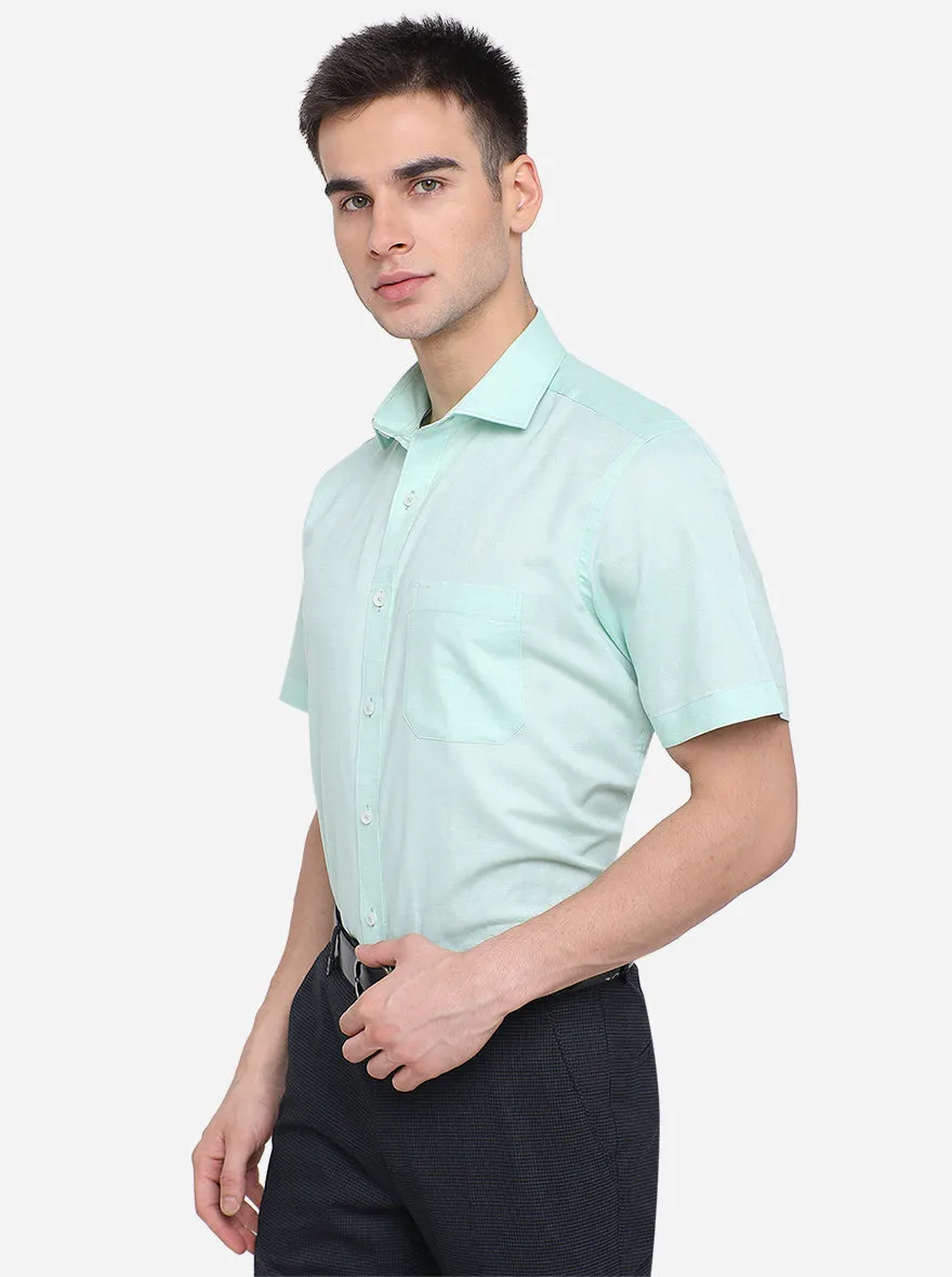 Green Solid Regular Fit Formal Shirt | JadeBlue