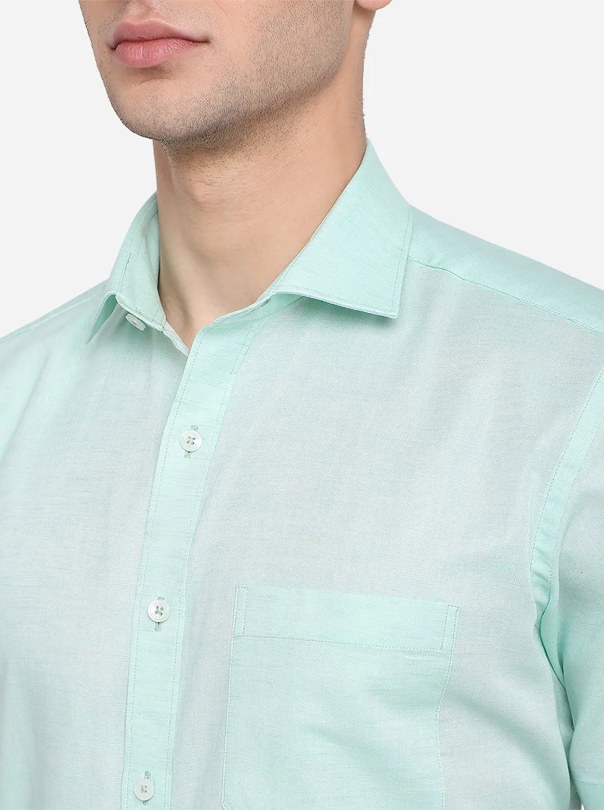 Green Solid Regular Fit Formal Shirt | JadeBlue