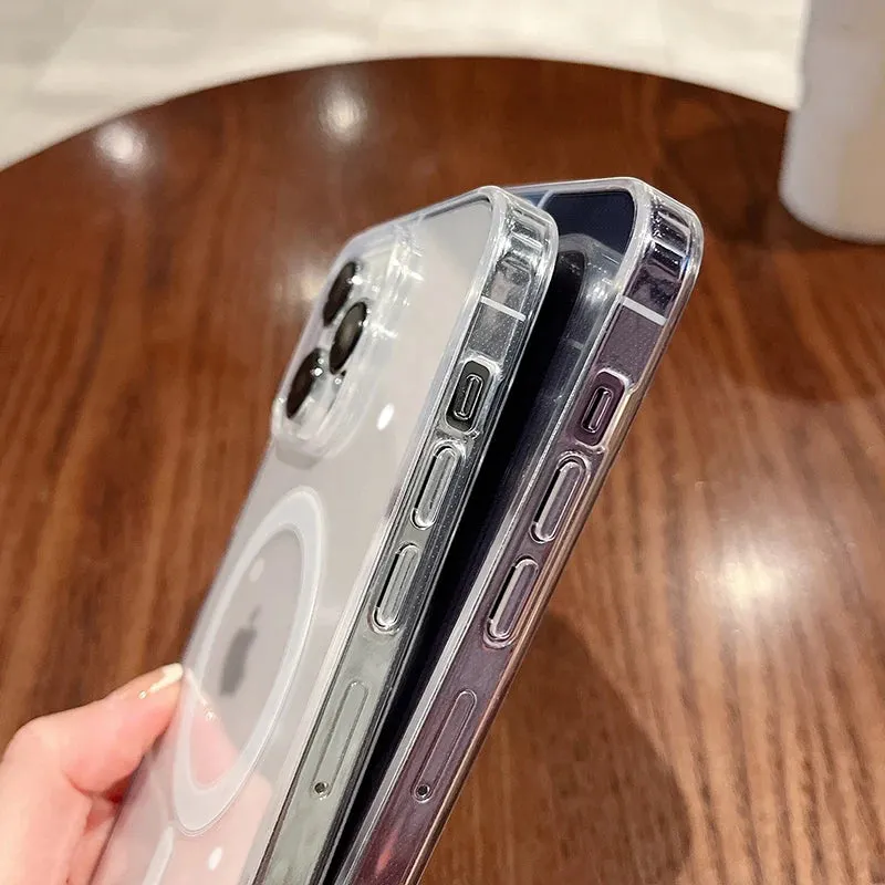 iPhone Cases/Magesafe Magnetic Transparent Wireless Charge Case For iPhone 11/12/13/14/15/16 Pro Max Plus Mini X 7 8